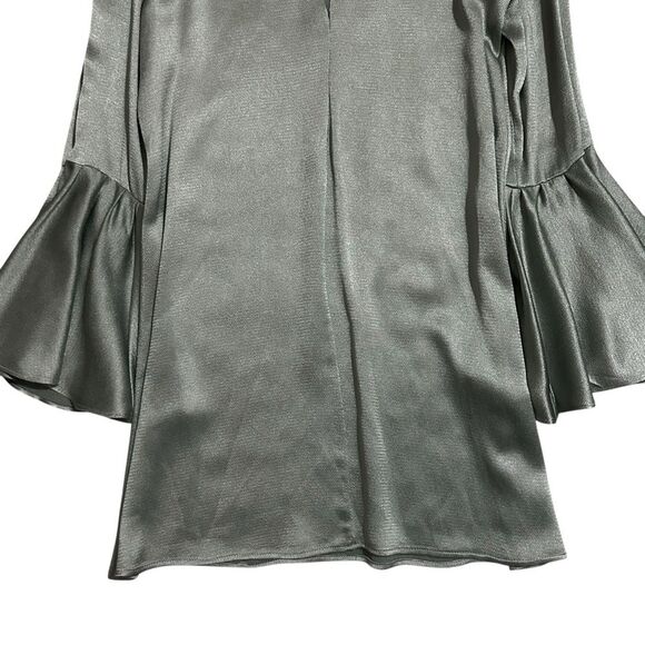 ALEXIS ($498) Pewter Textured Bell Sleeve Dress S - Picture 8 of 15